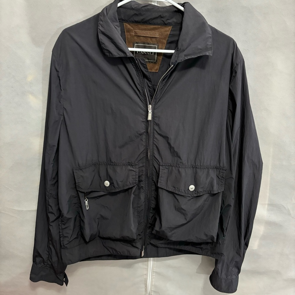 Canali Black Lightweight Zip-Front Casual Jacket